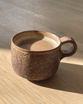 mmm black coffee in black coral mug...